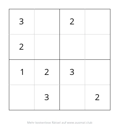 Sudoku 4x4 Rätsel, leicht, für Kinder im Alter von 4-6 Jahren, mit einfacher Zahlenanordnung