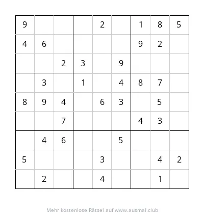 Sudoku-Rätsel 9x9, Schwierigkeitsgrad leicht, für Kinder im Alter von 4 bis 6 Jahren.