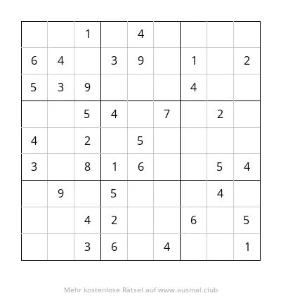 Sudoku 9x9 mit leichtem Schwierigkeitsgrad für Kinder im Alter von 4 bis 6 Jahren.