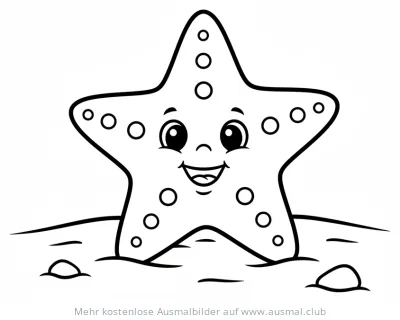 Freundlicher Seestern auf Sand Ausmalbild