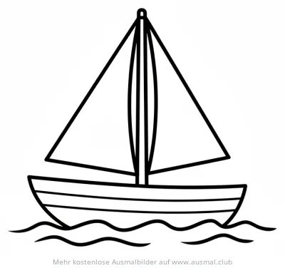 Segelboot Ausmalbild auf dem Wasser