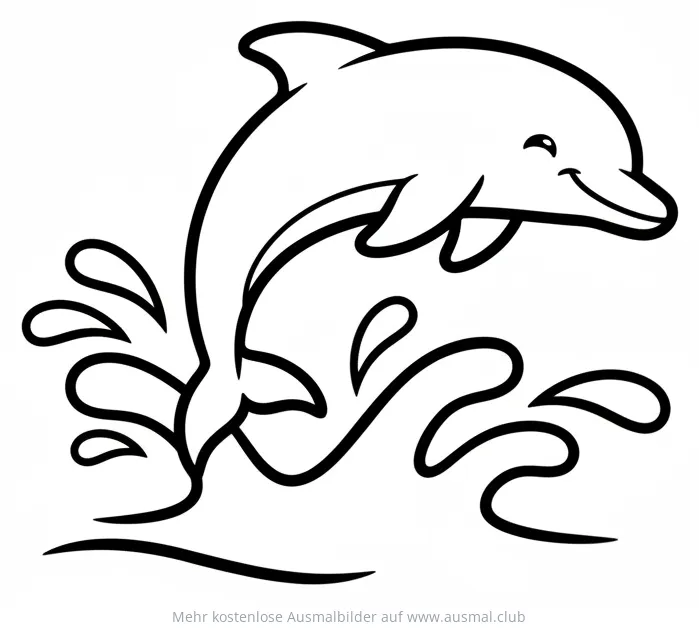 Delfin springt aus dem Wasser Ausmalbild