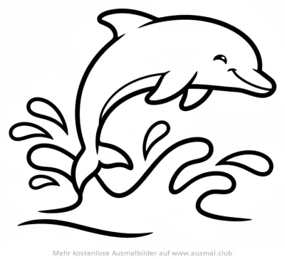 Delfin springt aus dem Wasser Ausmalbild