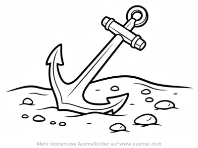 Anker auf sandigem Untergrund Ausmalbild