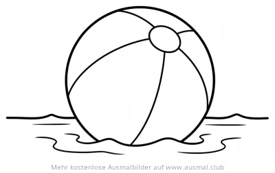 Strandball im Wasser Ausmalbild