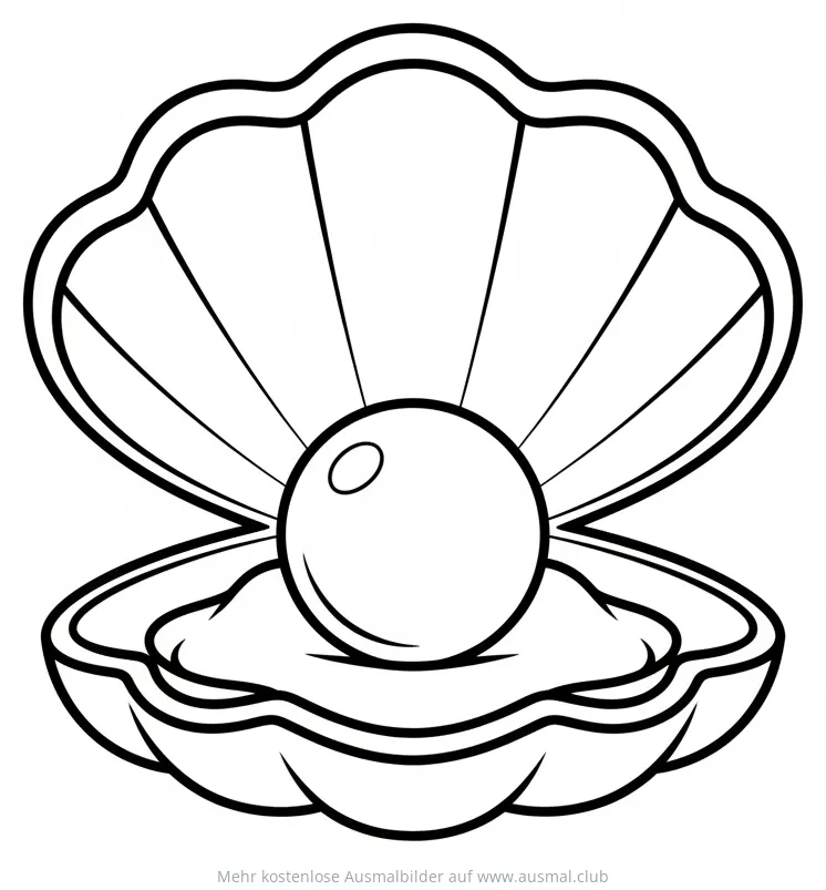 Muschel mit Perle Ausmalbild