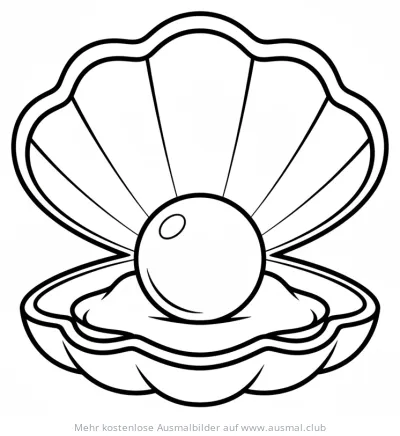 Muschel mit Perle Ausmalbild