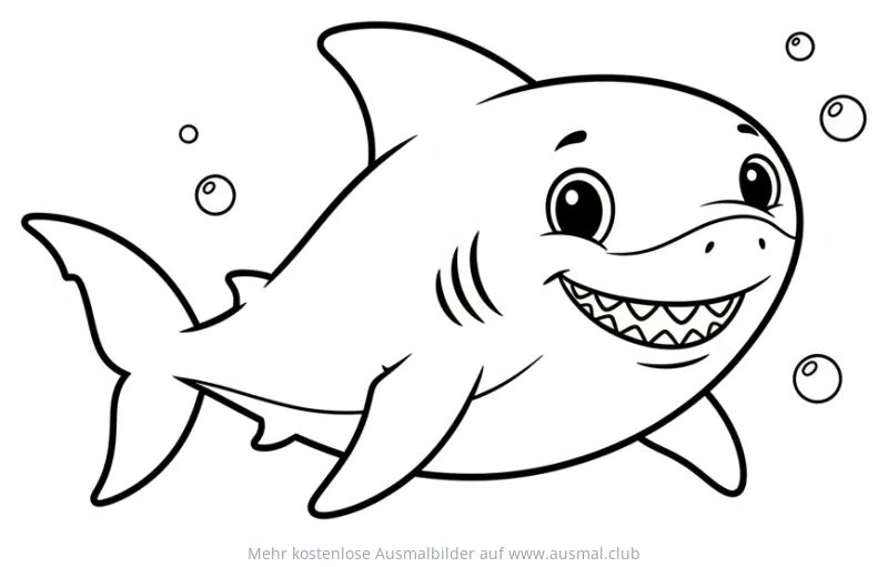 Freundlicher Hai mit Grinsen Ausmalbild