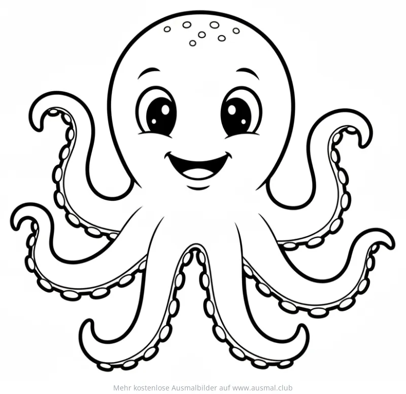 Freundlicher Oktopus Ausmalbild mit acht Armen