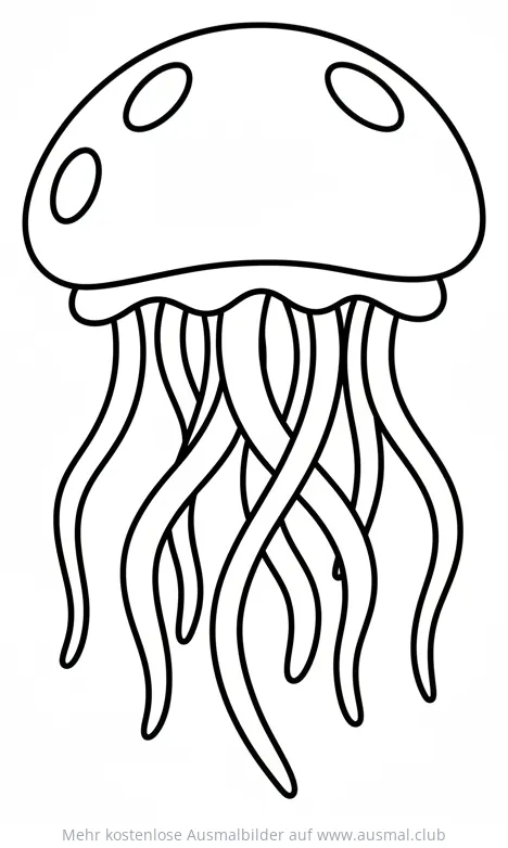 Freundliche Qualle Ausmalbild mit langen Tentakeln
