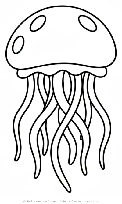 Freundliche Qualle Ausmalbild mit langen Tentakeln
