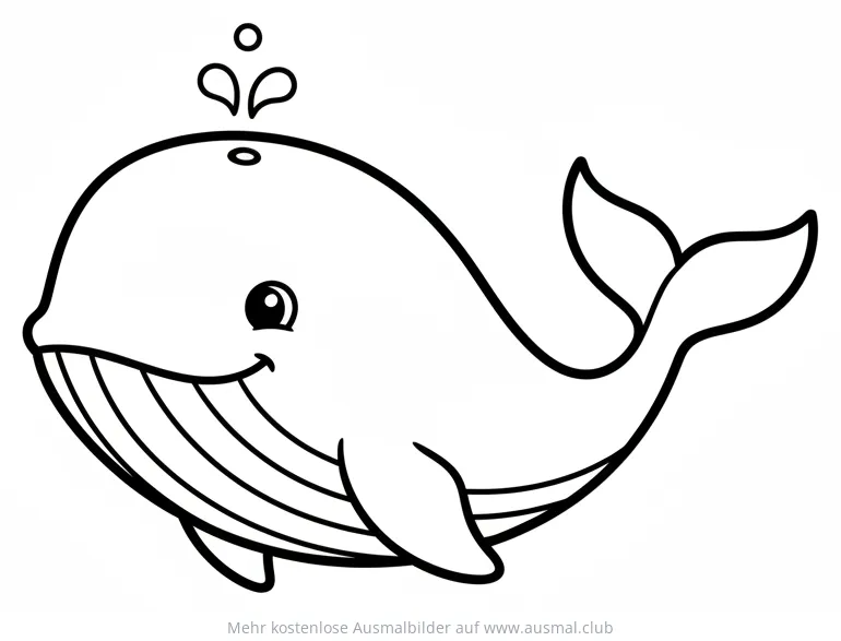 Freundlicher Wal mit Wasserfontäne Ausmalbild