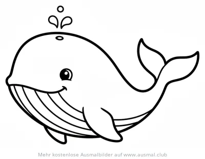 Freundlicher Wal mit Wasserfontäne Ausmalbild
