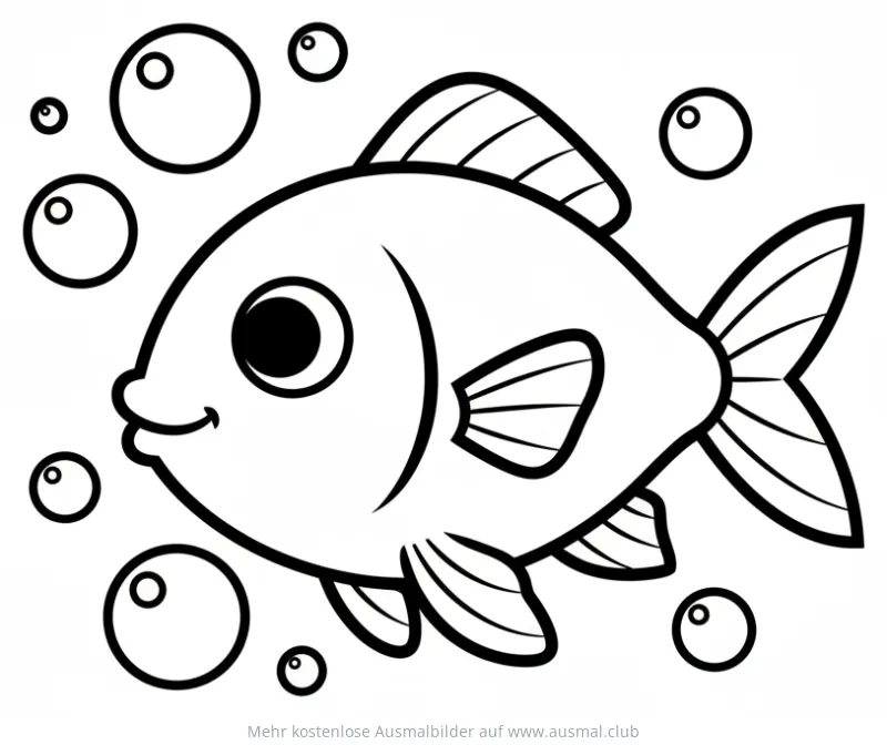 Niedlicher Fisch mit Blubberblasen Ausmalbild