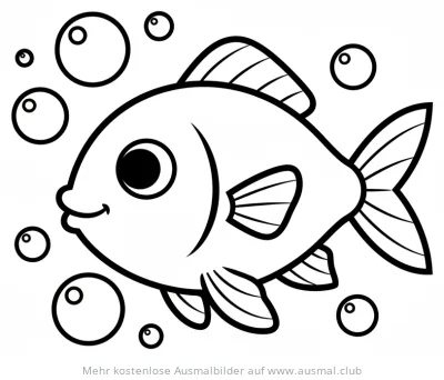 Niedlicher Fisch mit Blubberblasen Ausmalbild