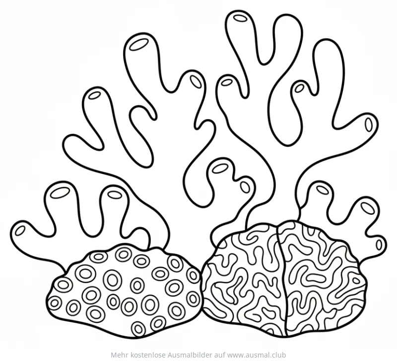Koralle Ausmalbild mit verschiedenen Formen und Mustern
