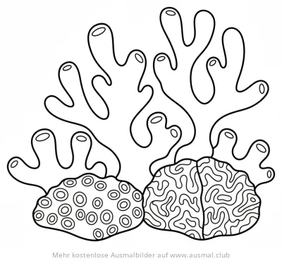 Koralle Ausmalbild mit verschiedenen Formen und Mustern