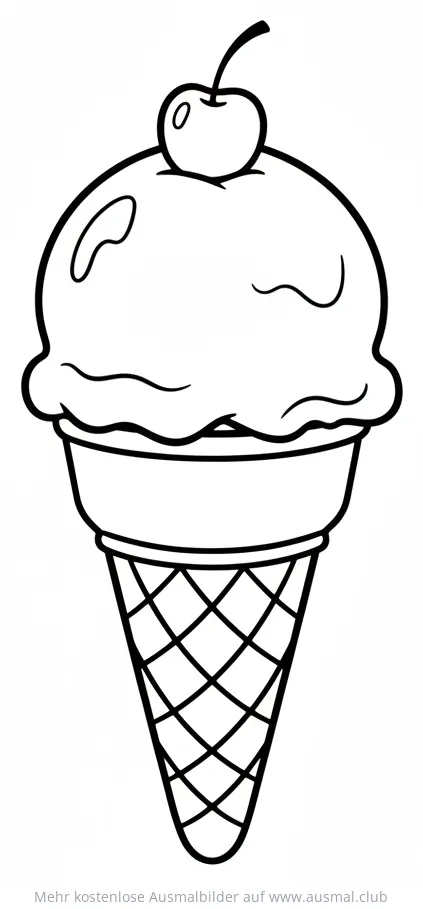 Eistüte mit Kirsche Ausmalbild