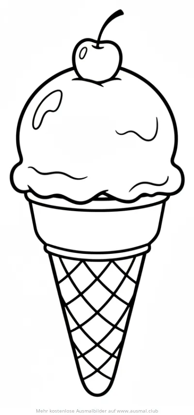 Eistüte mit Kirsche Ausmalbild