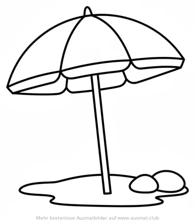 Sonnenschirm am Strand Ausmalbild