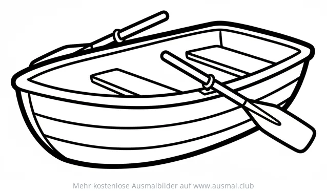 Ruderboot Ausmalbild mit zwei Rudern