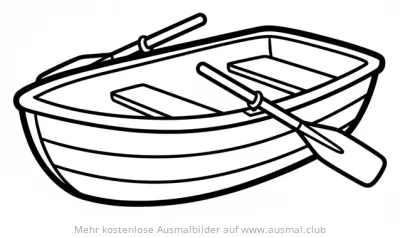 Ruderboot Ausmalbild mit zwei Rudern