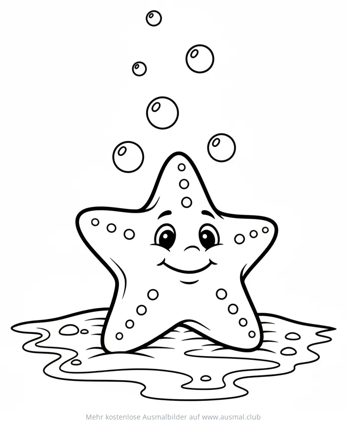 Freundlicher Seestern mit Blasen Ausmalbild