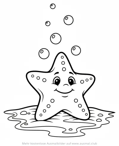 Freundlicher Seestern mit Blasen Ausmalbild