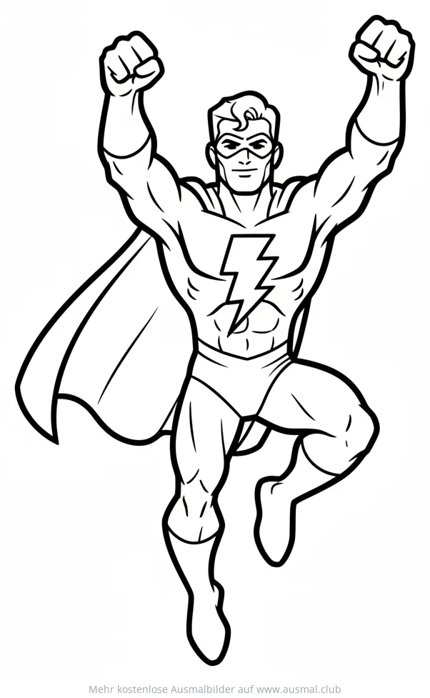 Superheld mit Blitz auf der Brust Ausmalbild