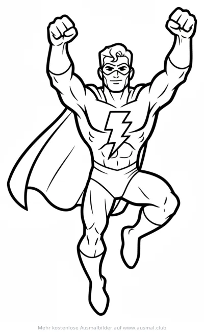 Superheld mit Blitz auf der Brust Ausmalbild