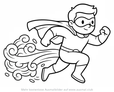 Schneller Superheld mit Umhang Ausmalbild