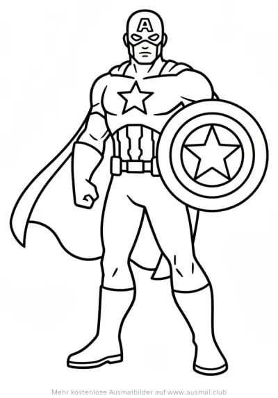Superheld mit Schild Ausmalbild