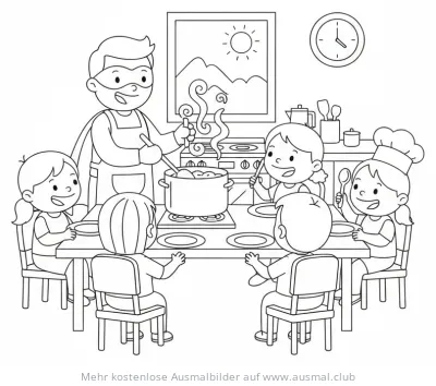 Superheld kocht für Kinder Ausmalbild