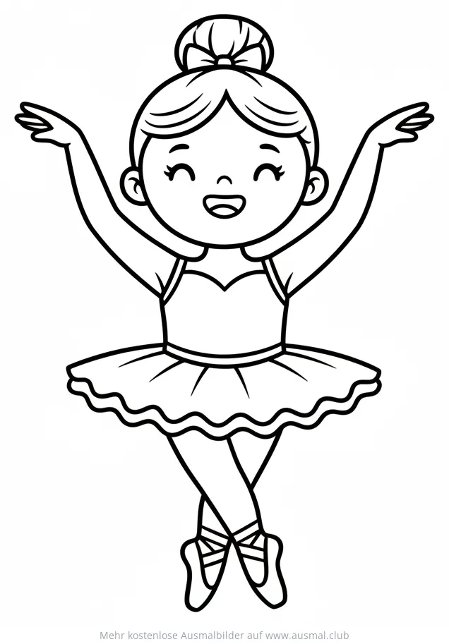 Ballerina mit Tutu und Dutt Ausmalbild
