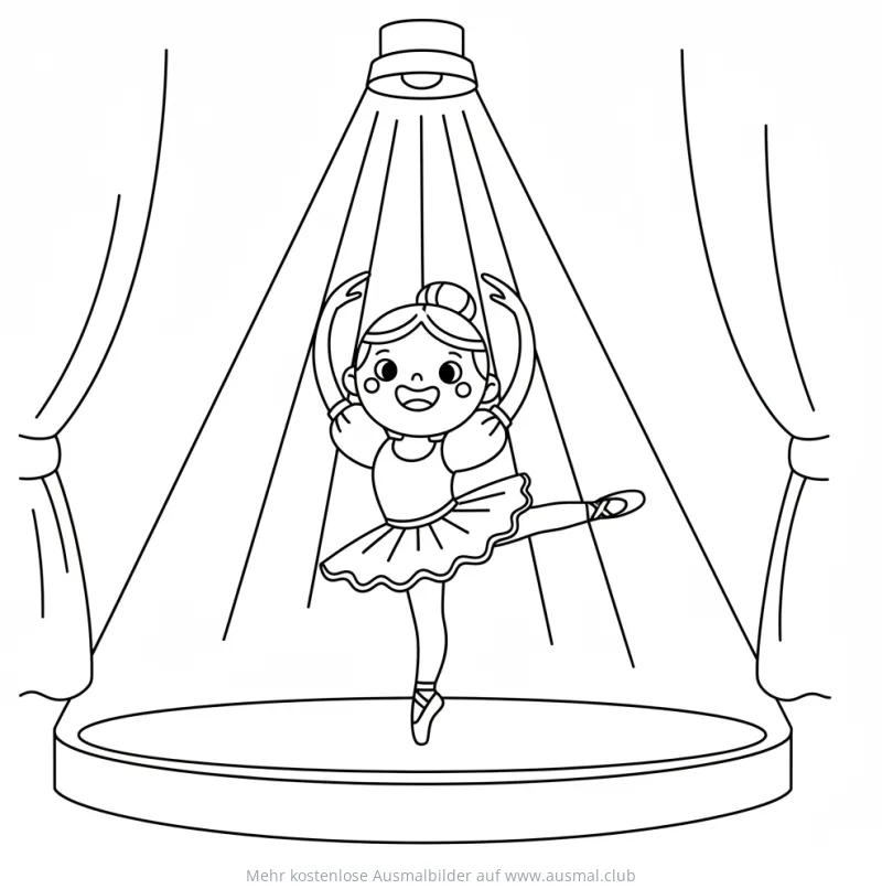Ballerina auf der Bühne Ausmalbild