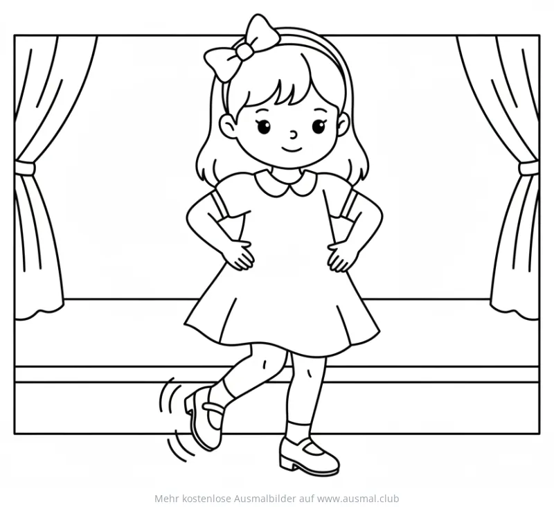 Mädchen beim Tapdance auf der Bühne Ausmalbild