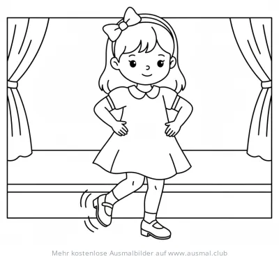 Mädchen beim Tapdance auf der Bühne Ausmalbild