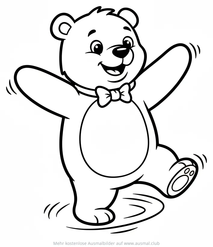 Tanzender Bär mit Fliege Ausmalbild