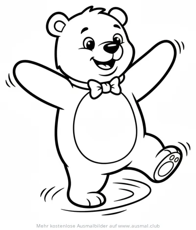 Tanzender Bär mit Fliege Ausmalbild