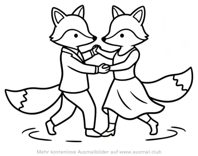 Tanzendes Fuchs Paar Ausmalbild im Tango Stil