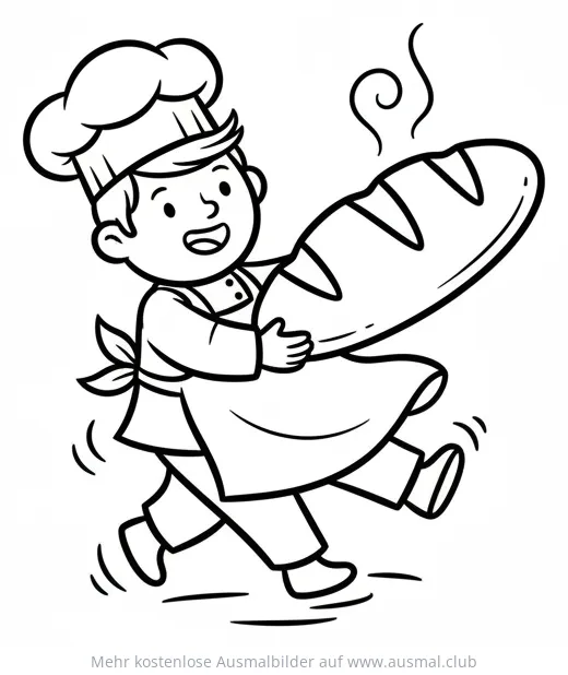 Bäckerjunge mit Brot Ausmalbild