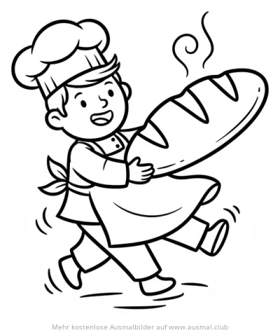 Bäckerjunge mit Brot Ausmalbild