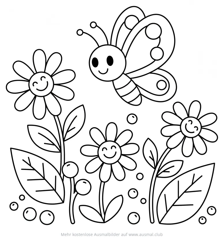 Schmetterling und Blumen Ausmalbild