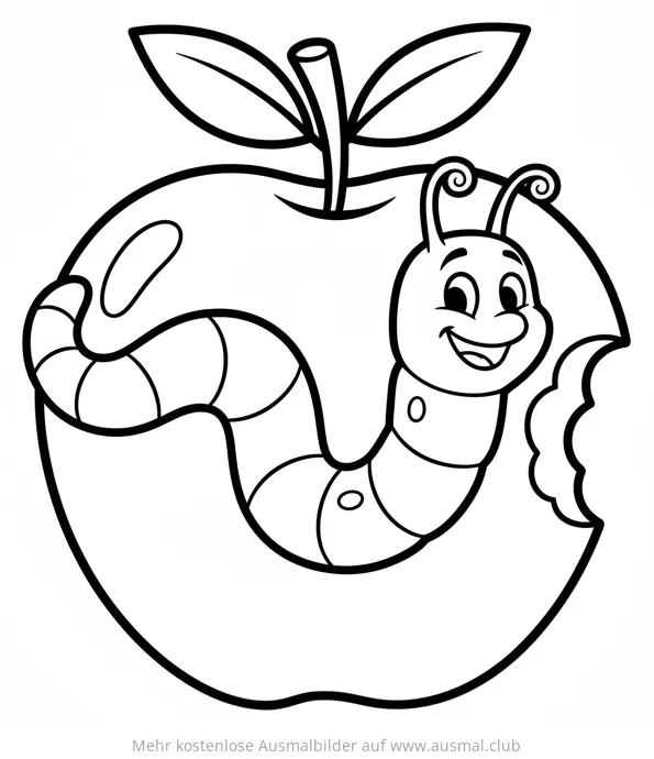 Wurm im Apfel Ausmalbild