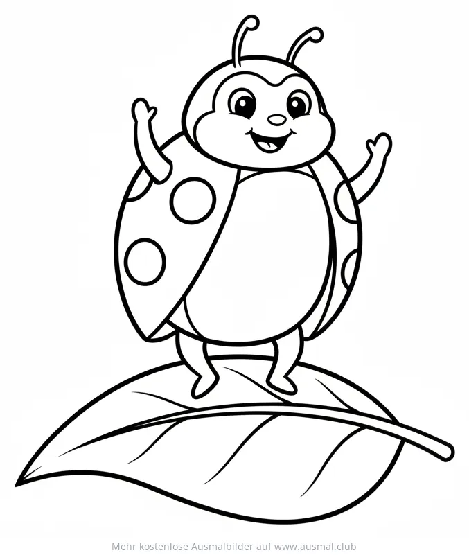 Freundlicher Käfer auf einem Blatt Ausmalbild