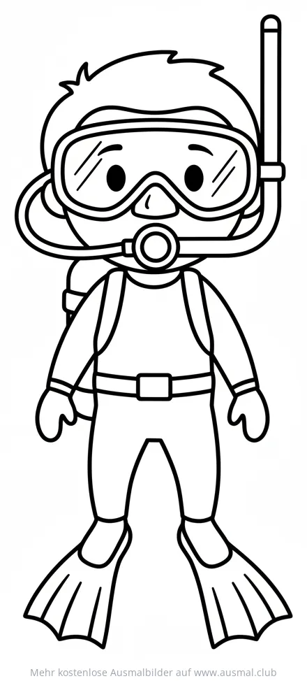 Taucher mit Schnorchel und Taucherbrille Ausmalbild