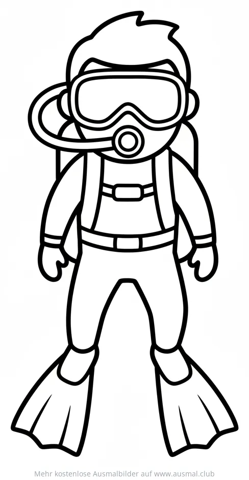 Taucher mit Sauerstofftank Ausmalbild
