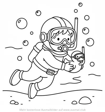 Taucher mit Ente Ausmalbild