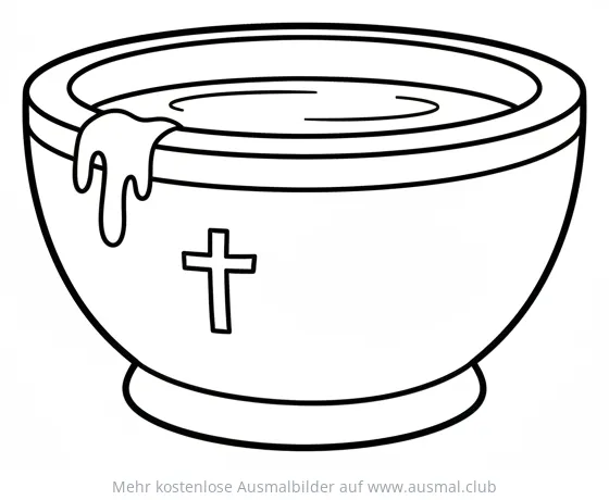 Taufbecken mit Kreuz Ausmalbild
