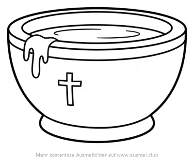 Taufbecken mit Kreuz Ausmalbild